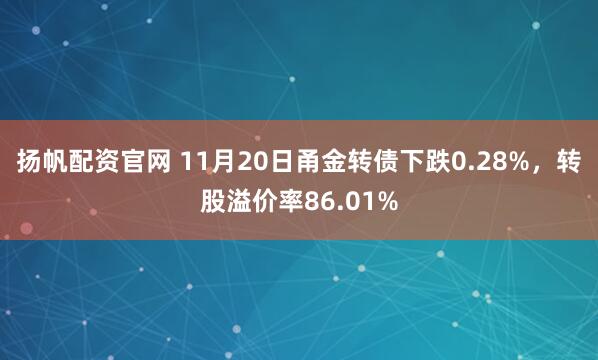 扬帆配资官网 11月20日甬金转债下跌0.28%,转股溢价率86.01%