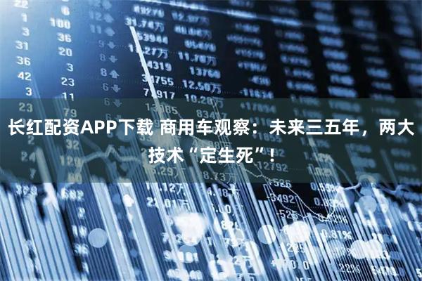 长红配资APP下载 商用车观察:未来三五年,两大技术“定生死”!